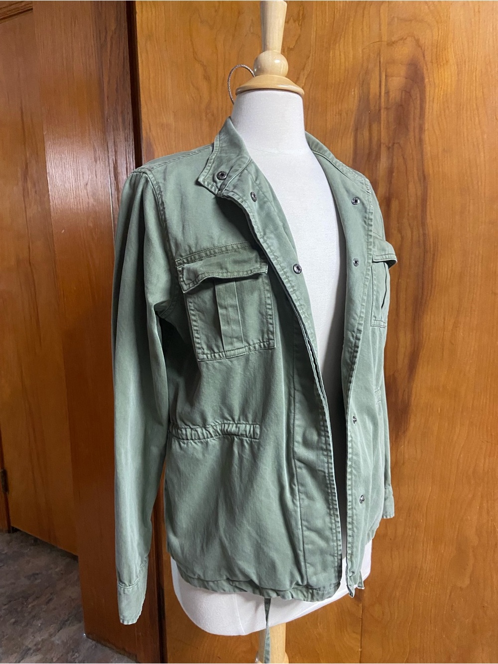 Vintage America Army Green Light Olive Utility Jacket with Drawstring